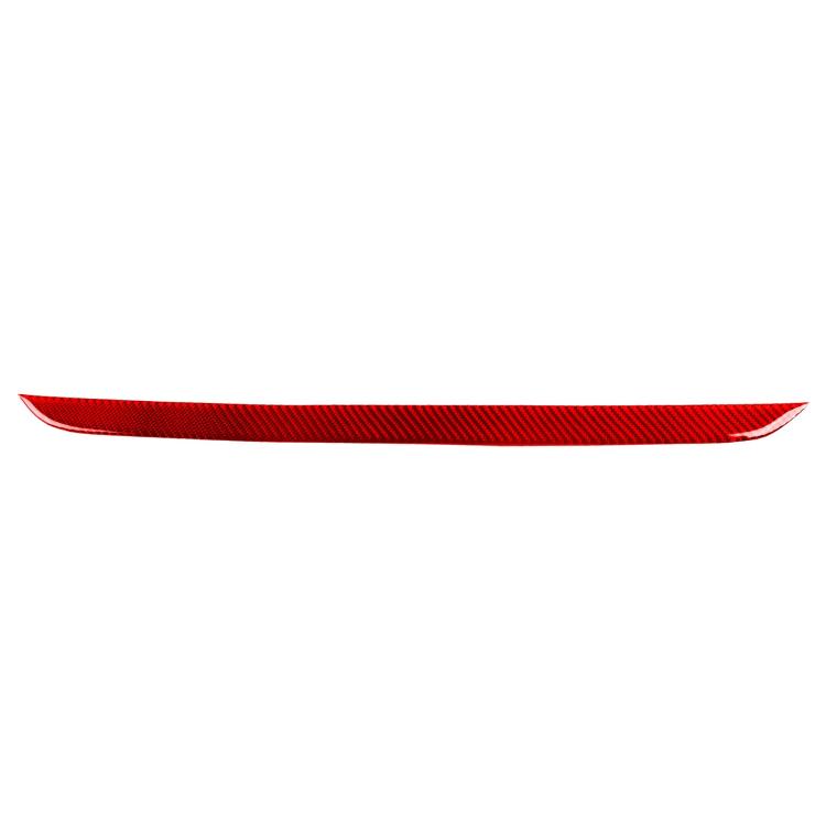 Red carbon-fiber style headlight decorative trim strip, left-side shape