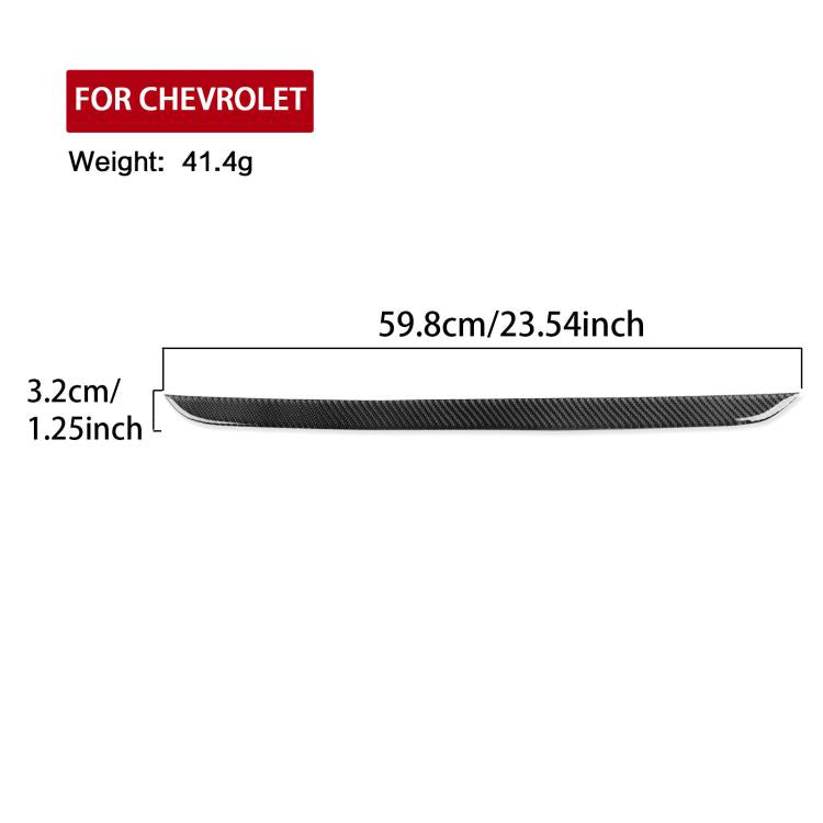 Black carbon-fiber style headlight trim strip with left-side dimensions