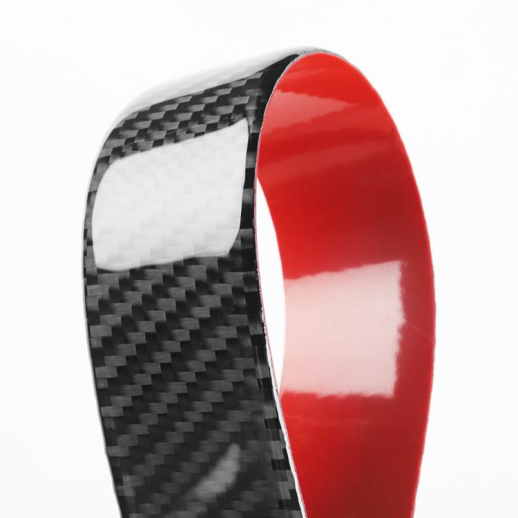 Red glossy edge headlight decorative sticker with black carbon-fiber texture