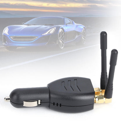 Double-head car cigarette lighter jammer adapter, black with two antennas