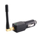 Black car cigarette lighter jammer with tall antenna, gold socket, and green status light