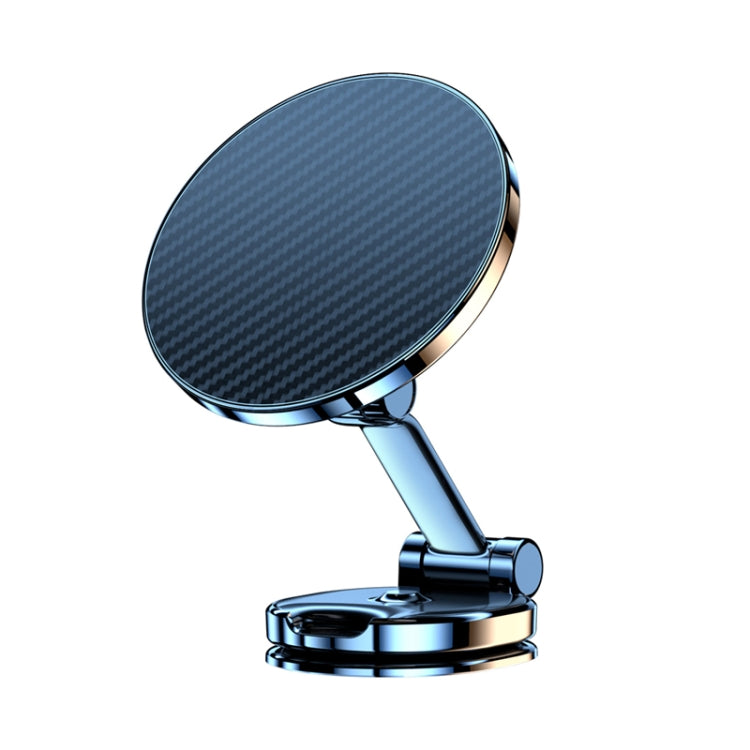 Magnetic car phone holder with carbon-fiber style round pad and foldable arm