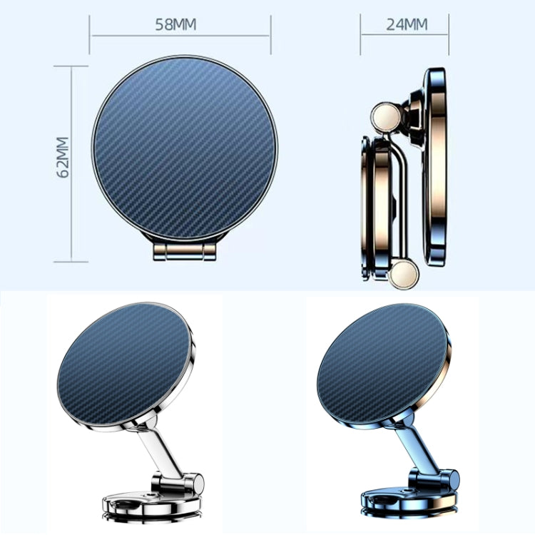 Carbon-fiber style magnetic car phone holder with side profile and dimensions