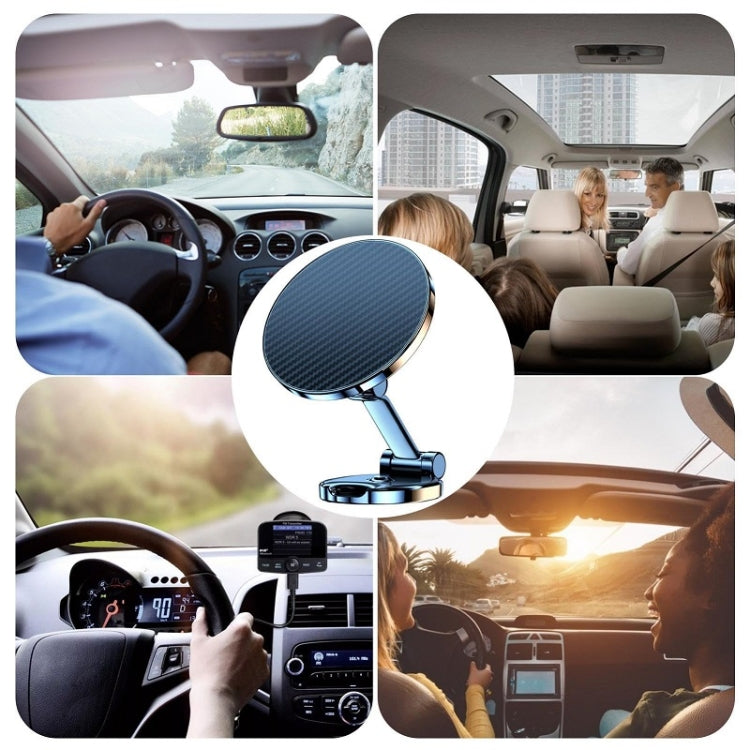 Magnetic car phone holder mounted in car with phone attached
