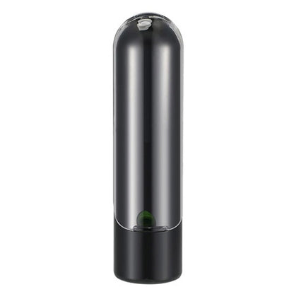 Black cylindrical herb storage container with clear top lid