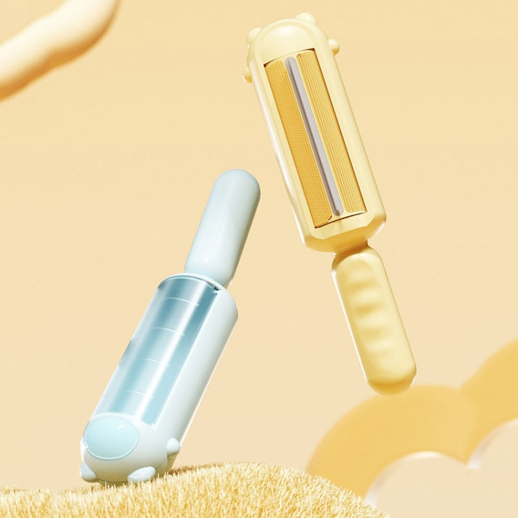 Pet hair remover brush with yellow and blue brush rollers