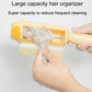 Yellow pet hair remover brush with hands opening the container