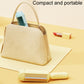 Cream pet hair remover brush with roller head and short handle