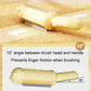 Cream pet hair remover brush angled over fabric