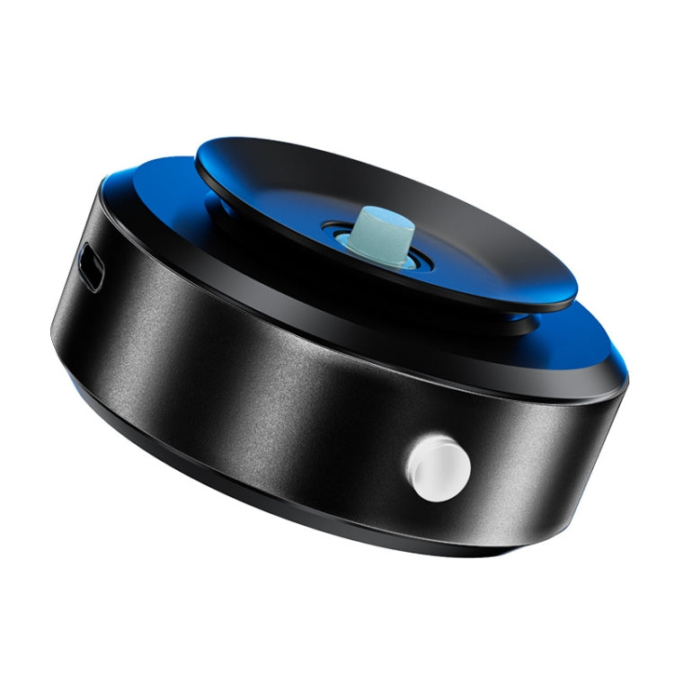 Black suction cup magnetic phone car holder with blue top ring, compact round base.