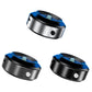 Three-piece set of black suction cup magnetic phone holders with blue top rings.