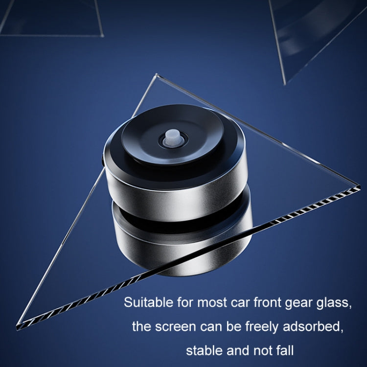Black and silver magnetic phone holder with suction cup base and blue top ring.