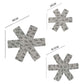 Three gray felt pot bottom pads with kettle icon pattern, sizes 26/35.5/38 cm marked