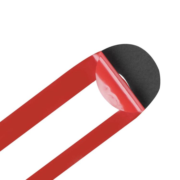Glossy red stripe insert with black backing for car center console trim