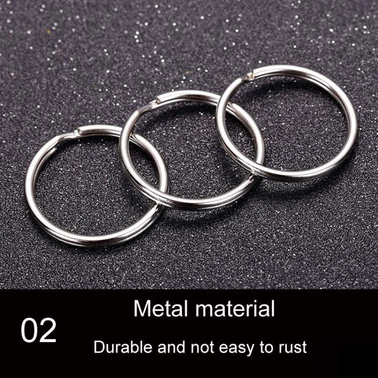 Metal key holder rings with split ends, shiny silver