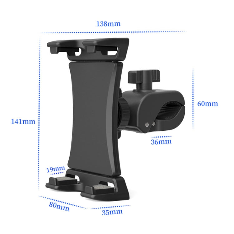 Universal black bicycle handlebar tablet mount with adjustable side support