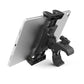 Universal black bicycle handlebar holder with secure clamp and tablet cradle