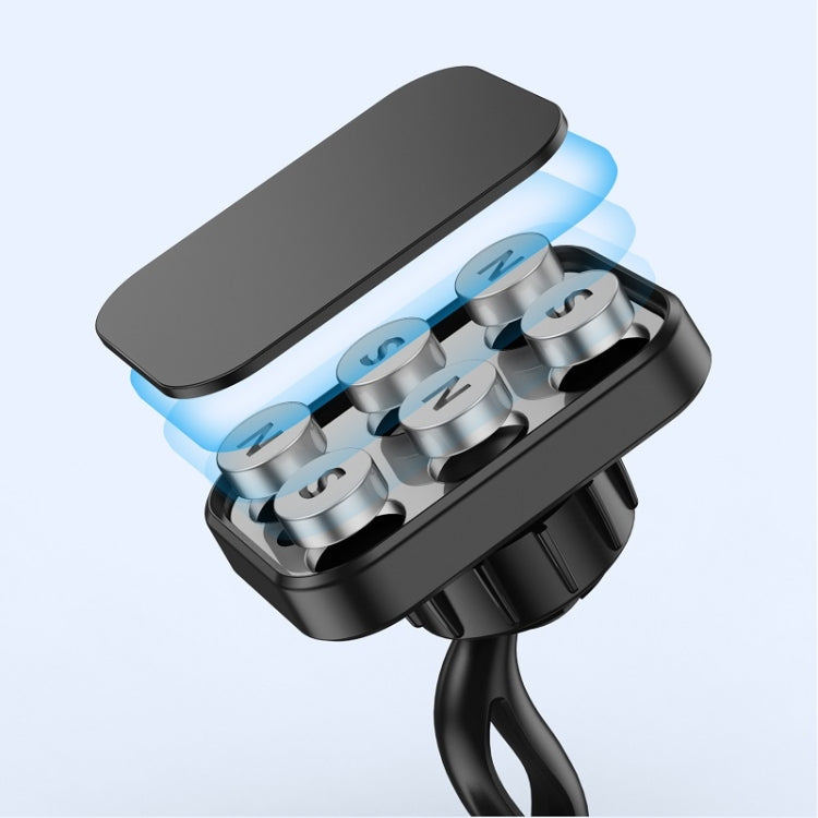 Black 360-degree car magnetic phone holder with multi-plate swivel head