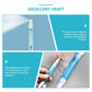 Alcohol spray touchless pen held in hand, white cap and blue transparent barrel