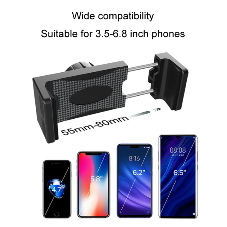 Black dual-clamp phone holder with adjustable side arms for small to mid phones