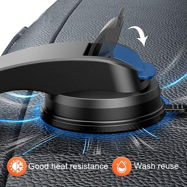 Black suction cup phone holder with textured grip pad and rotating swivel head