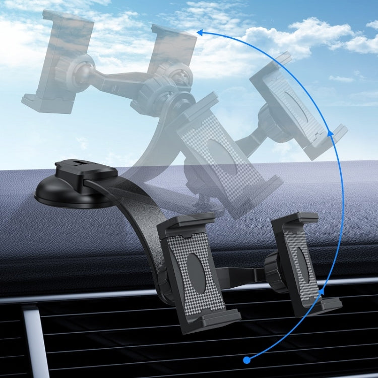 Black dual-clip dashboard phone holder mounted on dash surface