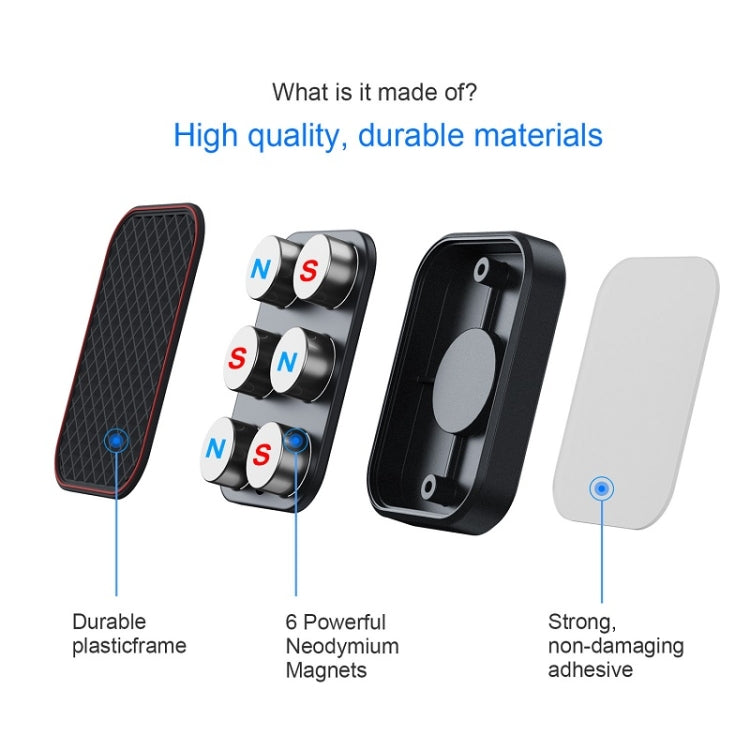 Magnetic phone holder with adhesive pad and magnet mount components