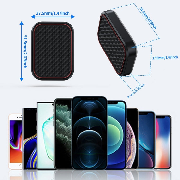 Black magnetic phone holder with red outline, diamond texture, compact shape