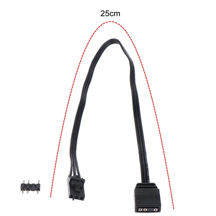 25cm 3-pin adapter cable with controller plug and black connector end