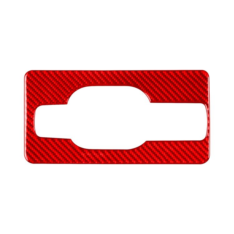 Red carbon-fiber trunk handle sticker with rectangular frame and oval cutout