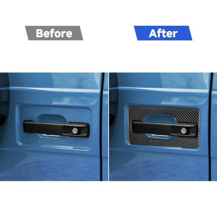 Carbon-fiber trunk handle sticker overlay applied to vehicle handle recess