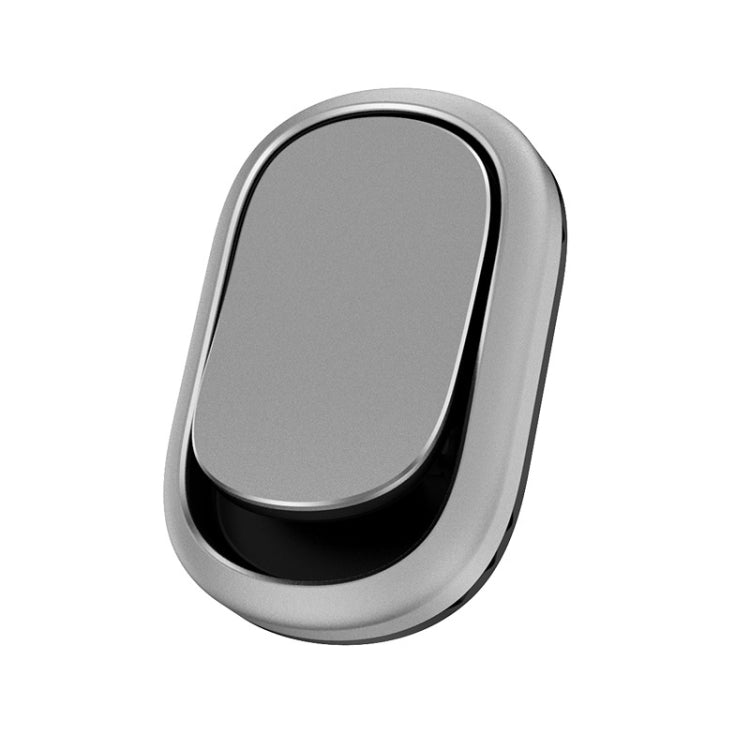 Metal silver oval adhesive car hook with black base and hidden latch