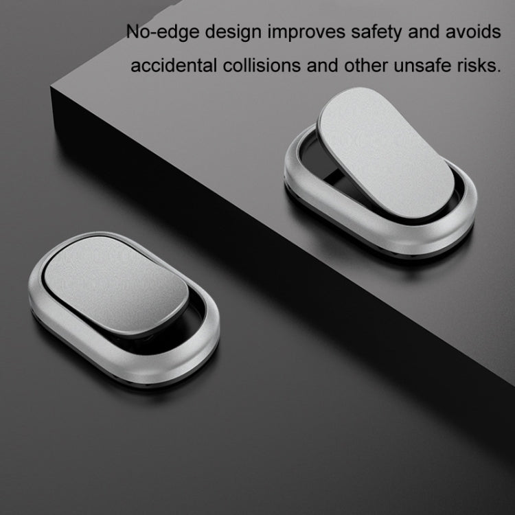 Set of two oval adhesive car hooks in silver with black base