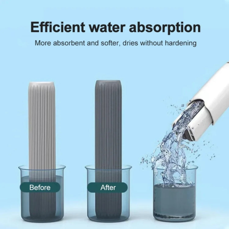 White handheld mini mop with gray absorbent pad, water droplets along the head