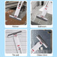 White mini mop shown cleaning kitchen, bathroom, tile wall, and glass mirror surfaces