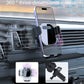 Car air vent phone holder bracket with rotating phone cradle, gray base and black side clips