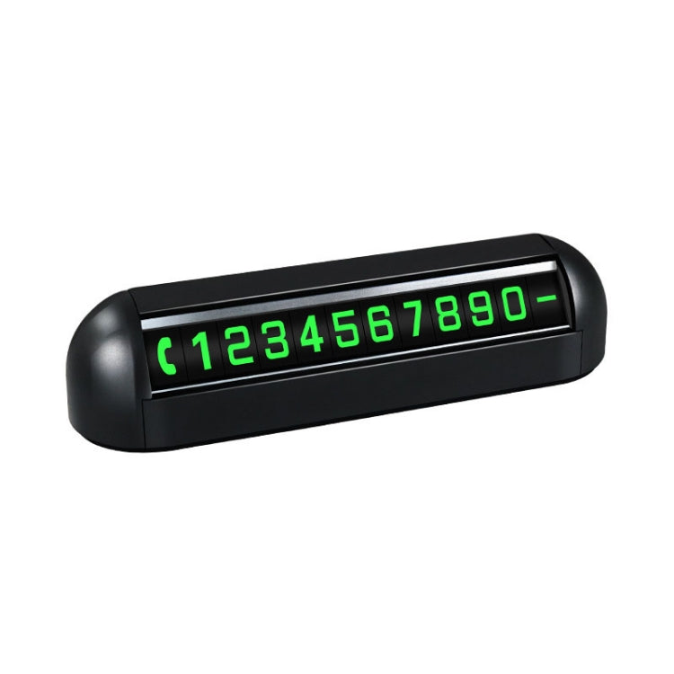 Black temporary parking number display card with green LED-style digits