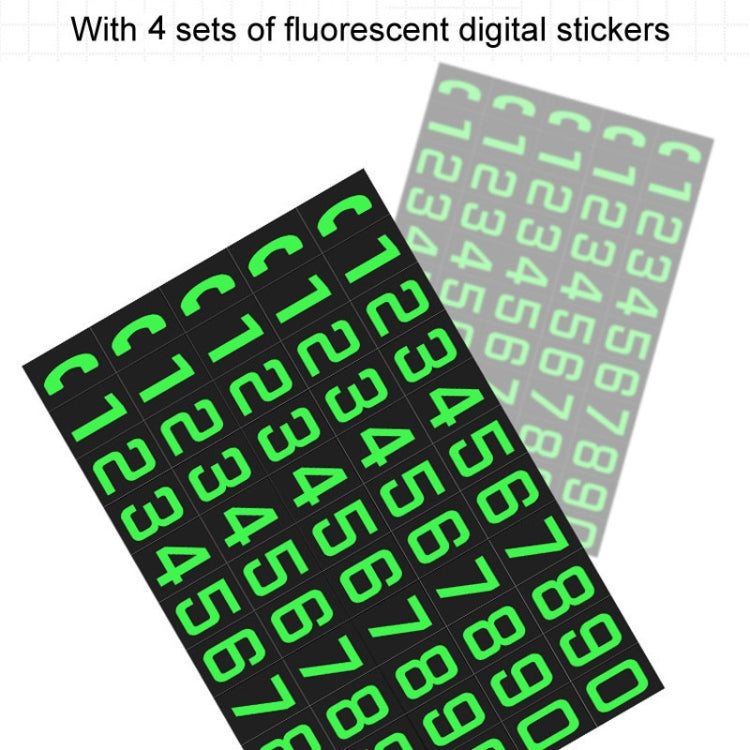 Black number display with fluorescent green number sticker sheets