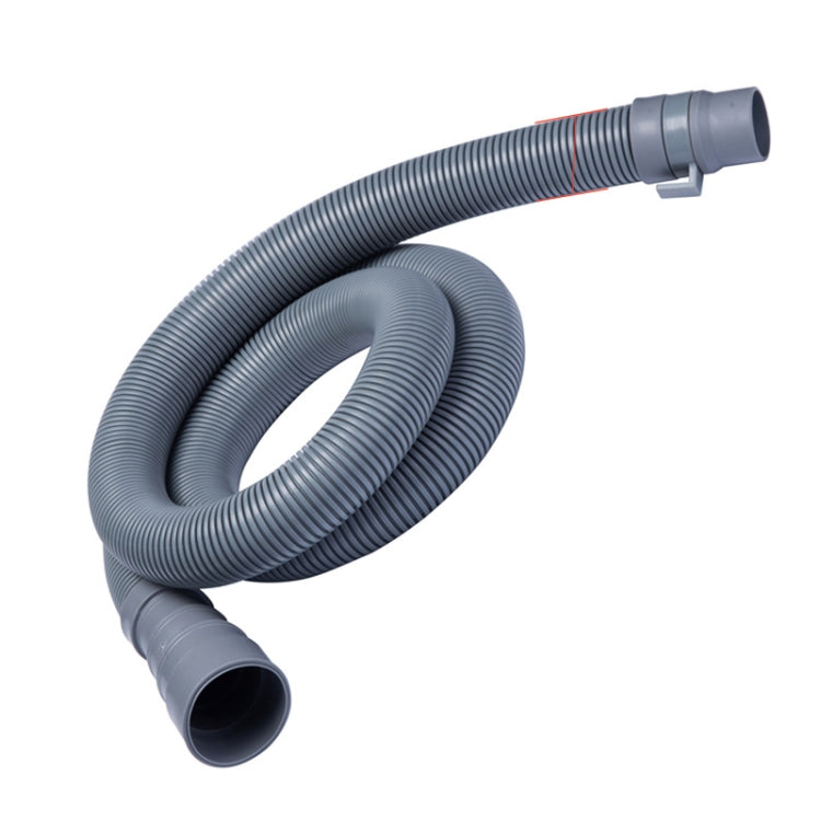 Gray-blue corrugated drain hose with two open ends and molded connector blocks