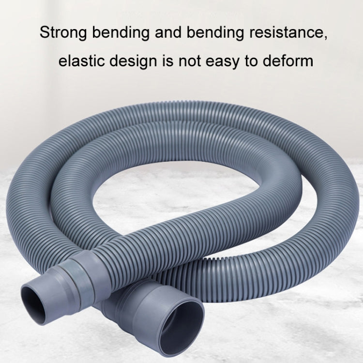 Gray-blue corrugated drain hose coiled with two open ends and connector joint