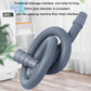 Gray-blue corrugated washing machine drain hose with ribbed coil and outlet end