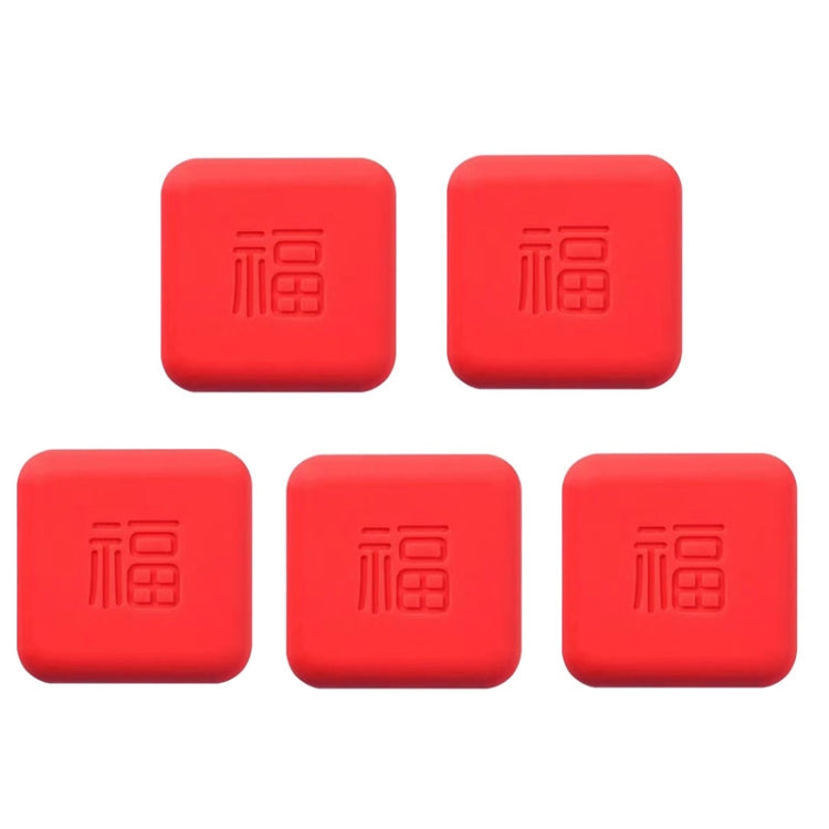 Red silicone door closing anti-collision pads, 5-piece set, square protective bumpers