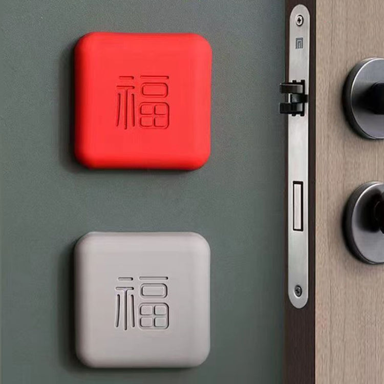 Red and light gray silicone door protection pads, square anti-collision bumpers