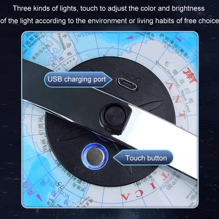 Globe control panel with USB charging port and touch button on the base