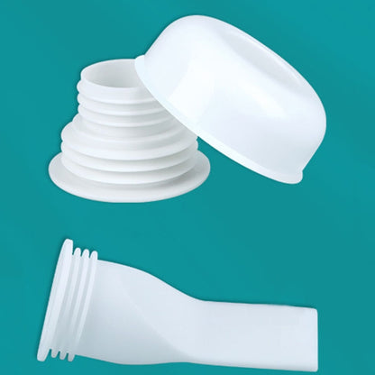 White drain sealing plug with ribbed flexible neck and flat snap-on cap