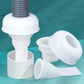 White sewer odor-proof seal plug with hinged cap and curved outlet section