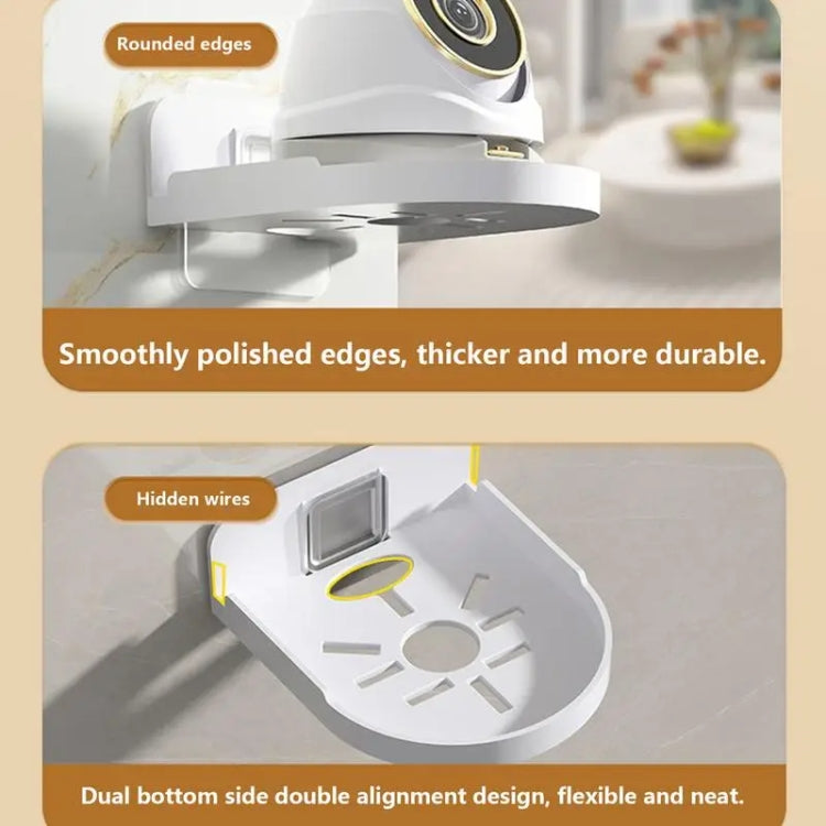 Transparent camera bracket with rounded thick base and underside wire channel