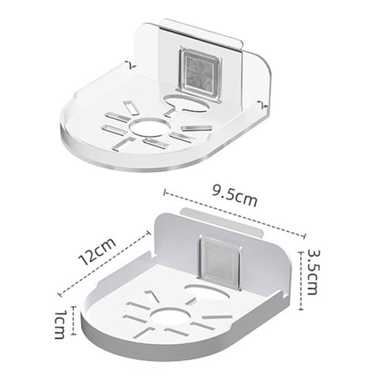 Transparent wall-mounted camera bracket with mounting plate; size shown in cm diagram