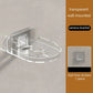 Transparent wall-mounted camera bracket with clear shelf-style mounting tray on wall