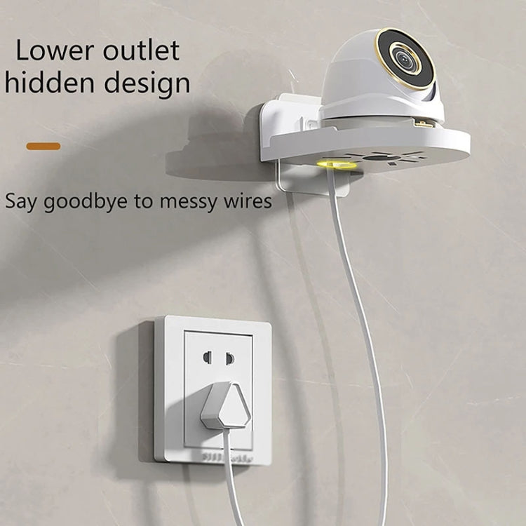 Transparent wall-mounted camera bracket with hidden lower outlet cable channel
